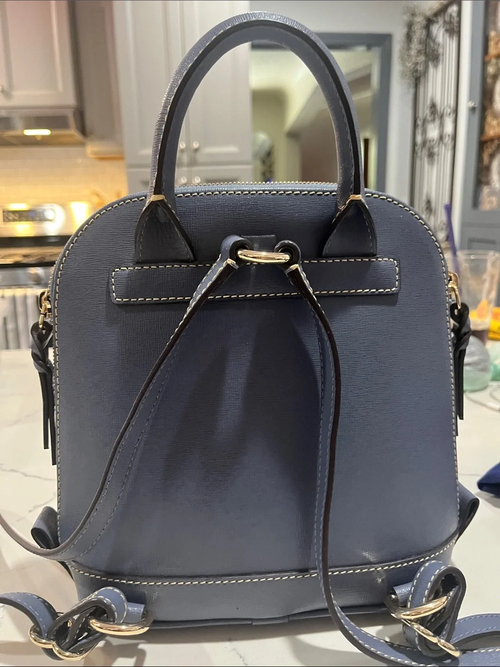 Dooney & Bourke Navy Blue Mini Backpack Satchel light blue